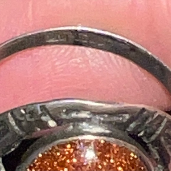 Vintage Navajo Sunstone Stamped Sterling Silver Ring from 1920's sz 4 - Picture 9 of 9